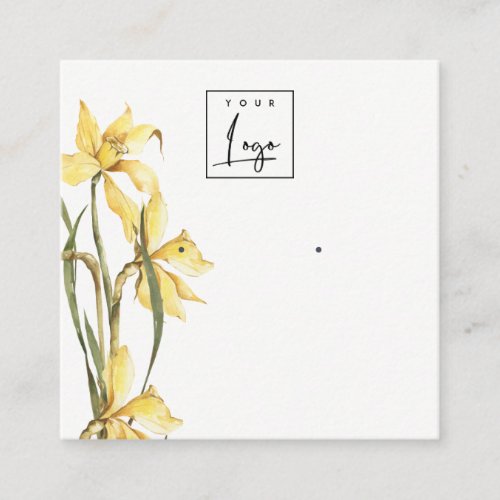 Cute Yellow Daffodil Floral Logo Earring Display Square Business Card