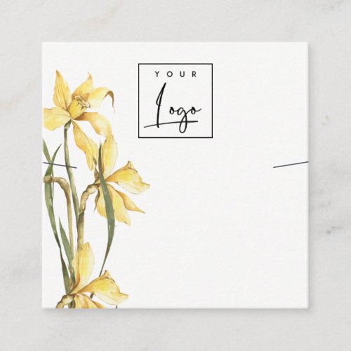 Cute Yellow Daffodil Floral Logo Necklace Display Square Business Card