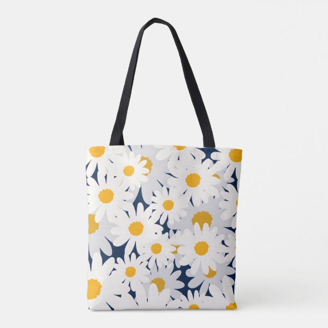 Cute Yellow Daisy Floral Pattern Tote Bag (Back)
