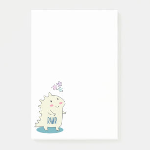 Cute Yellow Dino with Happy Stars Post-it Notes