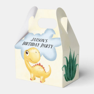 Cute Yellow Dinosaur Boy Birthday Party Favor Boxes