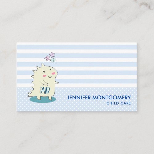Cute Yellow Dinosaur with Happy Stars Business Card