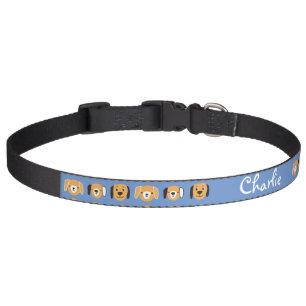 Cute Yellow Dog Head Pattern Customizable Name Pet Collar