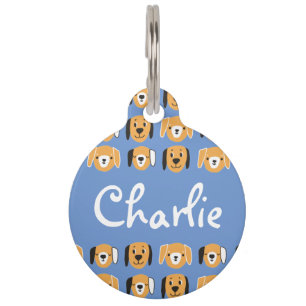 Cute Yellow Dog Head Pattern Customizable Name Pet Pet ID Tag