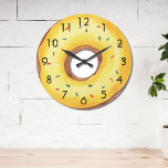 Cute Yellow Donut Large Clock<br><div class="desc">This cute fun wall clock is decorated with a watercolor yellow donut with sprinkles.
The perfect gift for a donut lover!
Original Watercolor © Michele Davies.</div>