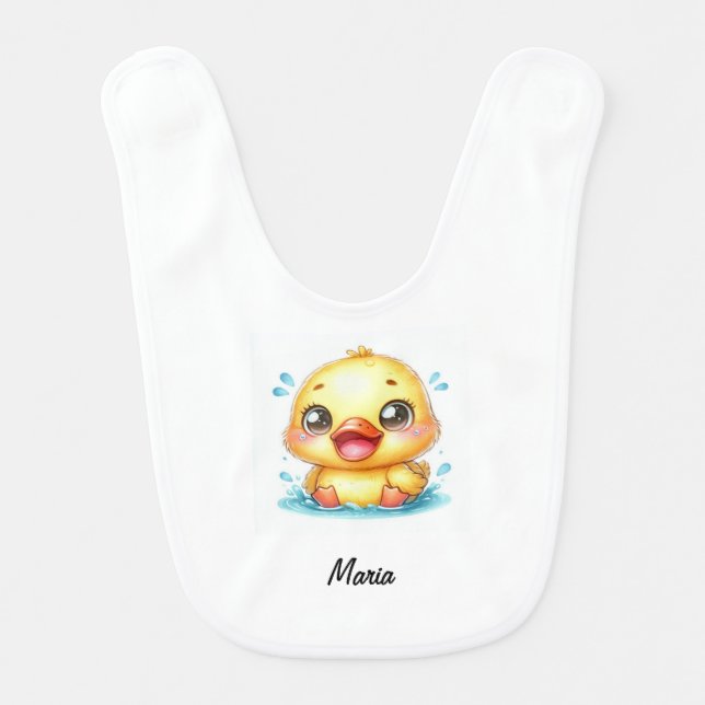Cute yellow duck baby bib (Front)