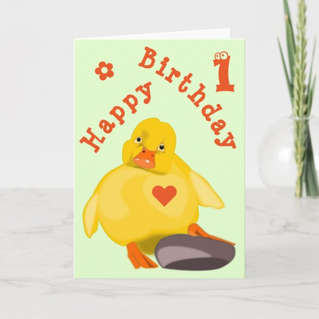 Cute Yellow Duck Birthday Card (Front)