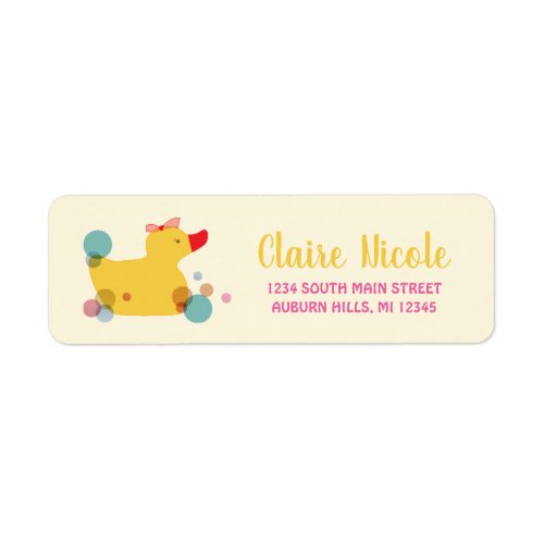 Cute Yellow Duck Birthday Label