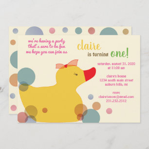 Cute Yellow Duck Birthday Party Invitation