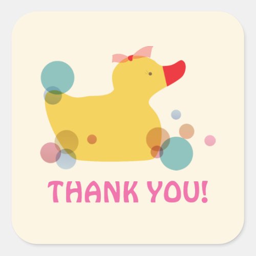 Cute Yellow Duck Birthday Party Thank You Square Sticker