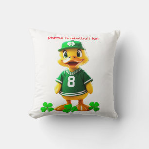 Cute Yellow Duck in Celtics Jersey – Unreal Engine Throw Pillow