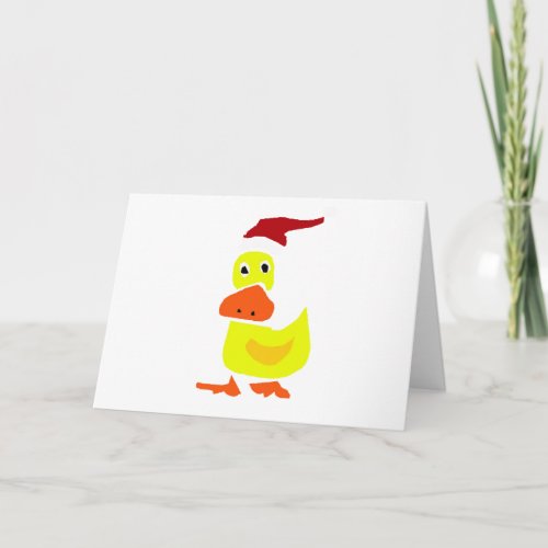 Cute Yellow Duck in Santa Hat Holiday Card