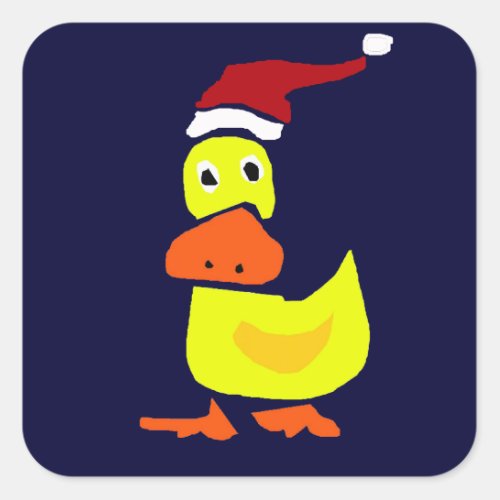 Cute Yellow Duck in Santa Hat Square Sticker