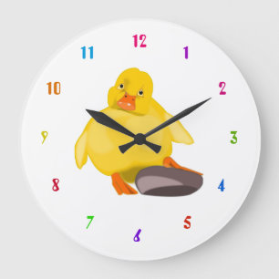 Cute Yellow Duck Large Clock