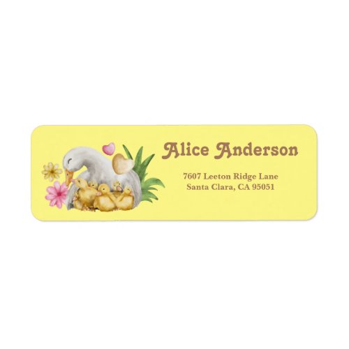 Cute Yellow Duck Mom  Baby Shower Address Label