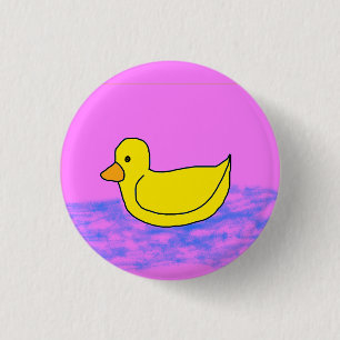 cute yellow duck on pink Button