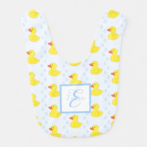  Cute Yellow Duck Pattern Monogram Baby Girl Baby Bib