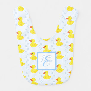  Cute Yellow Duck Pattern Monogram Baby Girl Bib