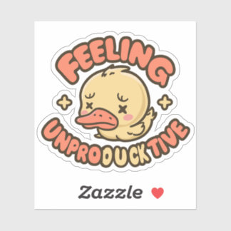 Cute Yellow Duck Puns Feeling Unproducktive Sticker