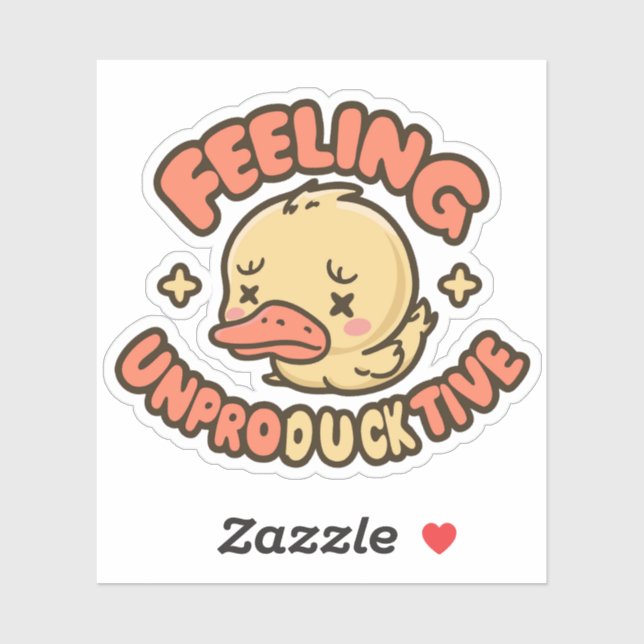 Cute Yellow Duck Puns Feeling Unproducktive Sticker (Sheet)