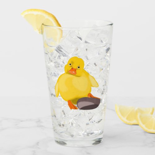 Cute Yellow Duck _ Sweet _ Add Your Text  Name Glass