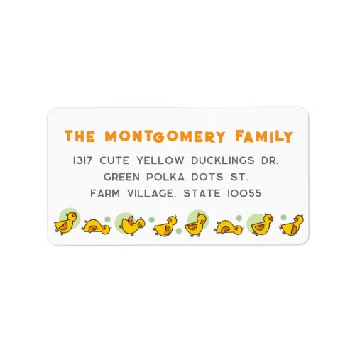 Cute Yellow Duckies Green Dots Baby Shower Address Label