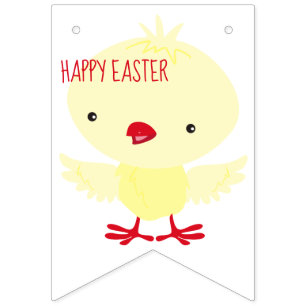 Cute Yellow Duckling Easter Bunting Flags