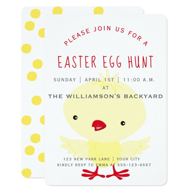 Cute Yellow Duckling | Easter Egg Hunt Invitation