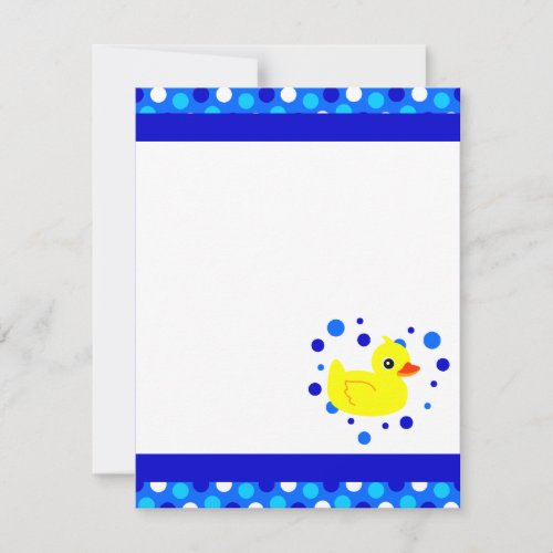 Cute Yellow  Ducky Blue Flat Thank You Note Cards Personalized Invitation