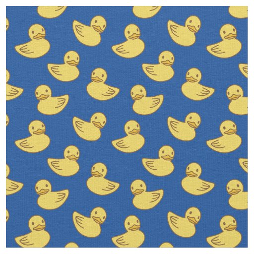 Cute Yellow Ducky Pattern Royal Blue Fabric | Zazzle.com