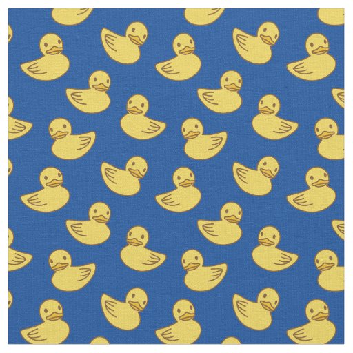 Cute Yellow Ducky Pattern Royal Blue Fabric
