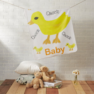 Cute Yellow Ducky Quack Quack Sweet Baby Swaddle Blanket