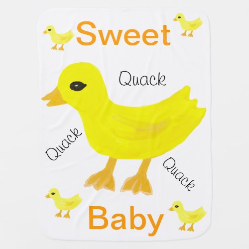 Cute Yellow Ducky Quack Quack Sweet Baby Swaddle Blanket