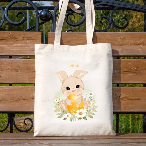 Cute Yellow Easter Bunny Personalized Unisex Tote Bag