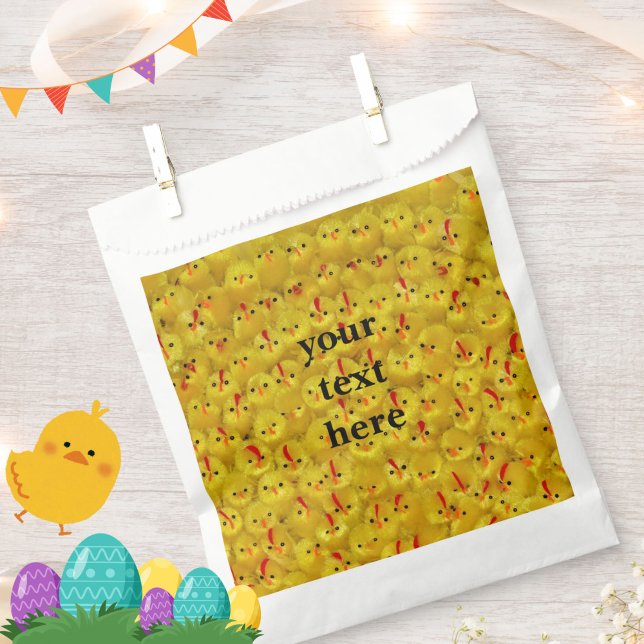 Cute Yellow Easter Chicks Custom Text Favor Bag (Cute yellow chick pattern favor bags for Easter or spring celebrations. Personalize with your text.)