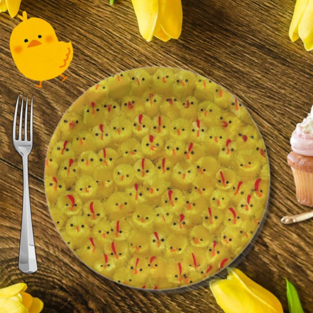 Cute Yellow Easter Chicks Pattern Paper Plate (Fun yellow chick pattern paper plates, great for Easter or spring entertaining!)