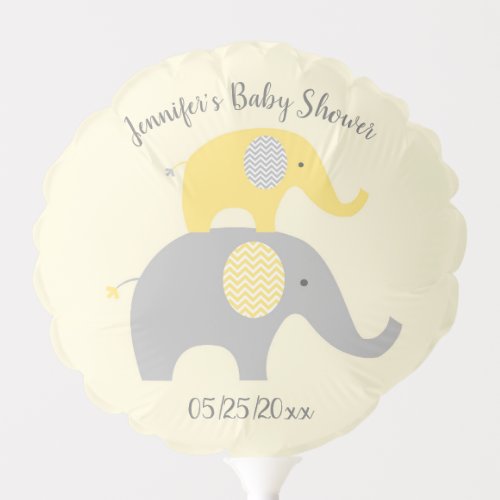 Cute Yellow Elephant Baby Shower Balloon