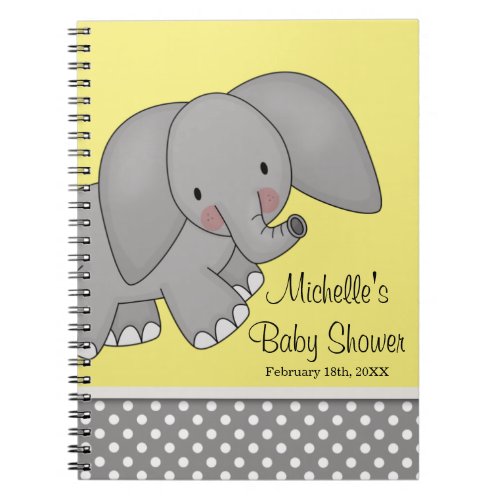 Cute Yellow Elephant Baby Shower Guest Book