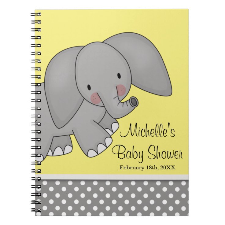 Cute Yellow Elephant Baby Shower Guest Book | Zazzle
