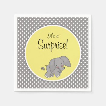 Cute Yellow Elephant Gender Neutral Baby Shower Paper Napkins by WhimsicalPrintStudio at Zazzle