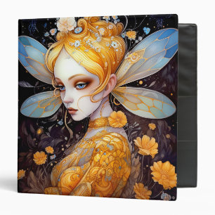 Cute Yellow Fairy Fantasy Art 3 Ring Binder
