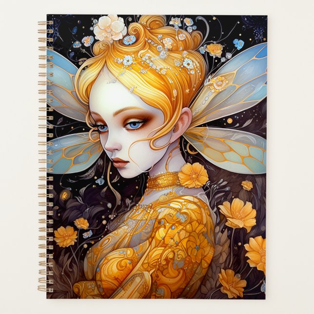 Cute Yellow Fairy Fantasy Art Planner (Front)
