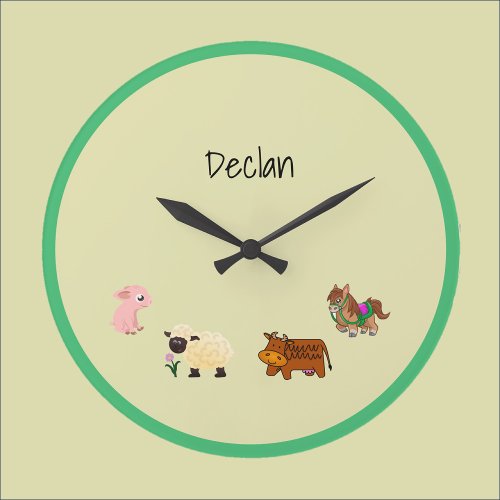 Cute Yellow Farm Animal Babies Large Clock