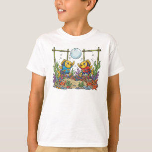 Cute Yellow Fish Playing Bubble Sports Ocean Kids  T-Shirt