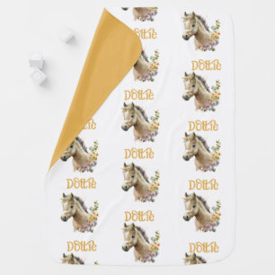 Cute yellow floral horse baby blanket
