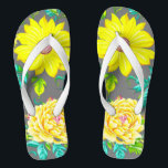 Cute Yellow Floral Pair of Flip Flops<br><div class="desc">These yellow floral,  flip flops are cute and perfect for the bride,  bridesmaid,  on the honeymoon,  or beach vacation!
 Enjoy and soak up the sun when you sport these cute flips!</div>