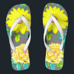 Cute Yellow Floral Pair of Flip Flops<br><div class="desc">These yellow floral,  flip flops are cute and perfect for the bride,  bridesmaid,  on the honeymoon,  or beach vacation!
 Enjoy and soak up the sun when you sport these cute flips!</div>