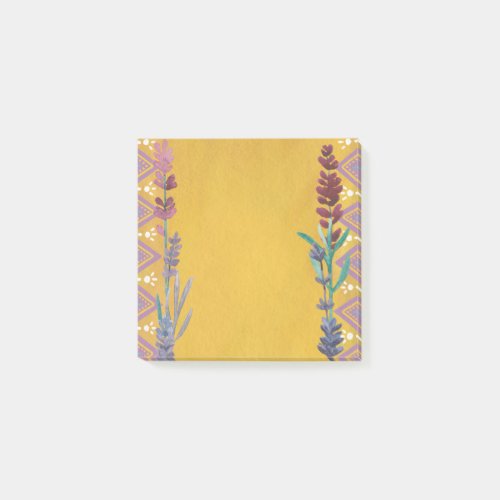 Cute yellow floral pattern Botanical lilac flower Post_it Notes