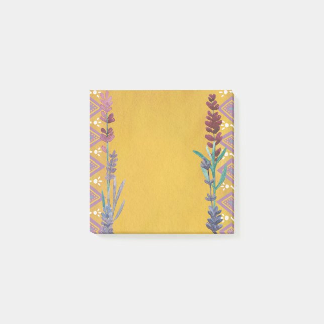 Cute yellow floral pattern. Botanical lilac flower Post-it Notes (Front)