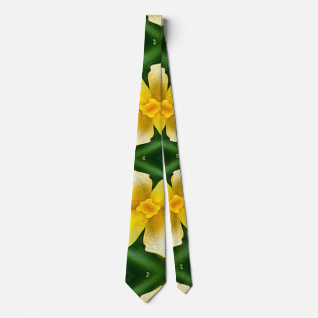 Cute Yellow Flower Pattern Neck Tie (Front)